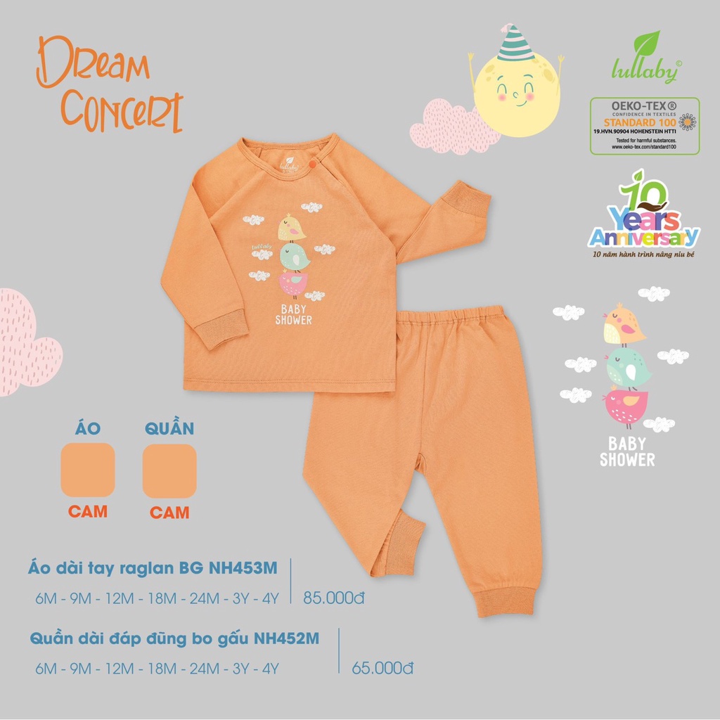 Bộ dài tay mỏng Lullaby bé trai bé gái NH451M và Nh530M