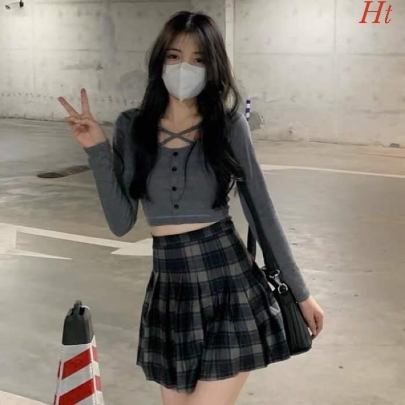 Áo thun bozip dây đan chéo cổ H2A868