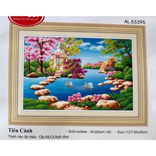 tranh thêu phong cảnh hồ thiên nga 53395