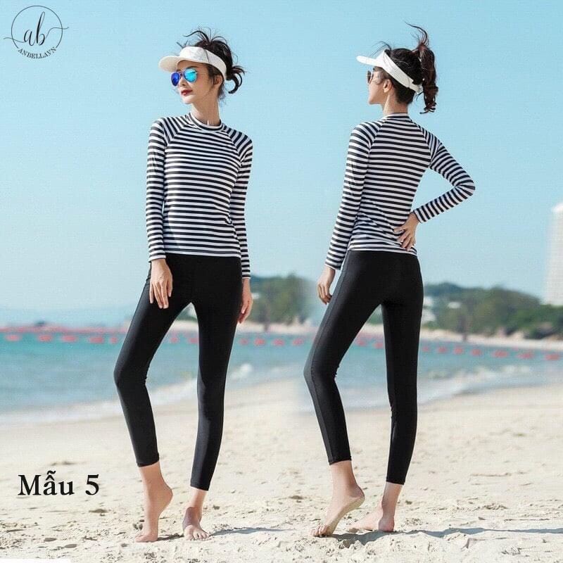 Áo bơi nữ lẻ dài tay chống nắng, áo bơi croptop, Mẫu 1- 5 (Freesize 40 - 60kg)