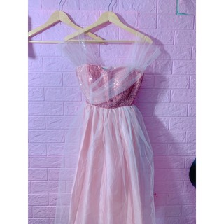 Đầm dự tiệc maxi xoè phối kim sa [Ảnh thật]