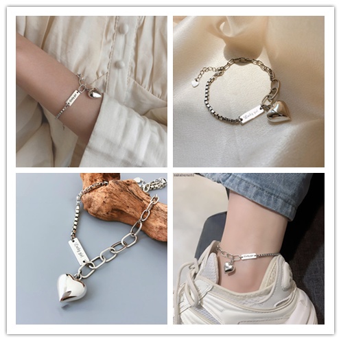 Lắc Chân Mạ Bạc Trang Trí Chữ Love Phong Cách Retro Thời Trang