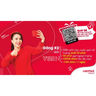 Bán Sim 4G Viettel V120N: 120k/tháng= 120Gb (4Gb/ngày) + gọi miễn phí nội mạng + 50 phút ngoại mạng