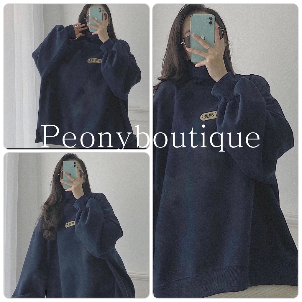 Áo Nỉ Cổ Cao Chữ Hàn PEONYB Nữ [FREESHIP] 🌸 Sweater form rộng tay bồng, hoodie cổ lọ vintage đẹp cá tính Ulzzang 🌸 | BigBuy360 - bigbuy360.vn