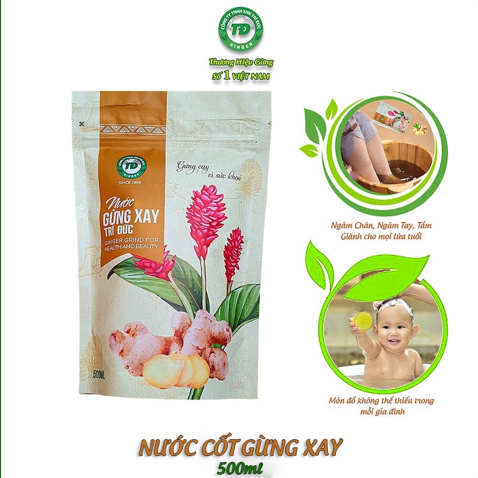 Nước cốt gừng xay Trí Đức Ginger dùng tắm bé hoặc ngâm chân - Gói 500ml