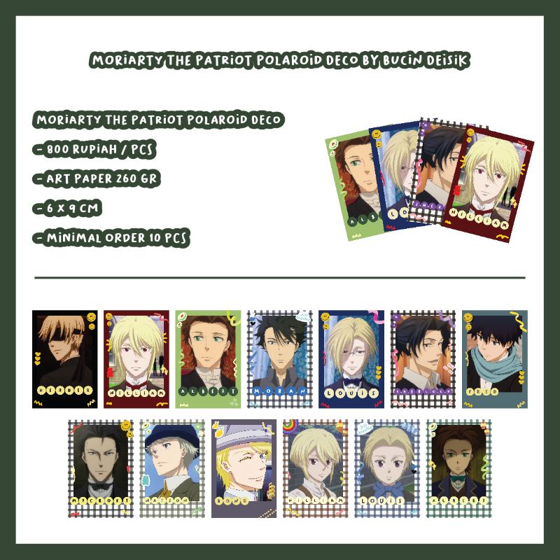 Bộ 13 Nhân Vật Anime Moriarty Dễ Thương