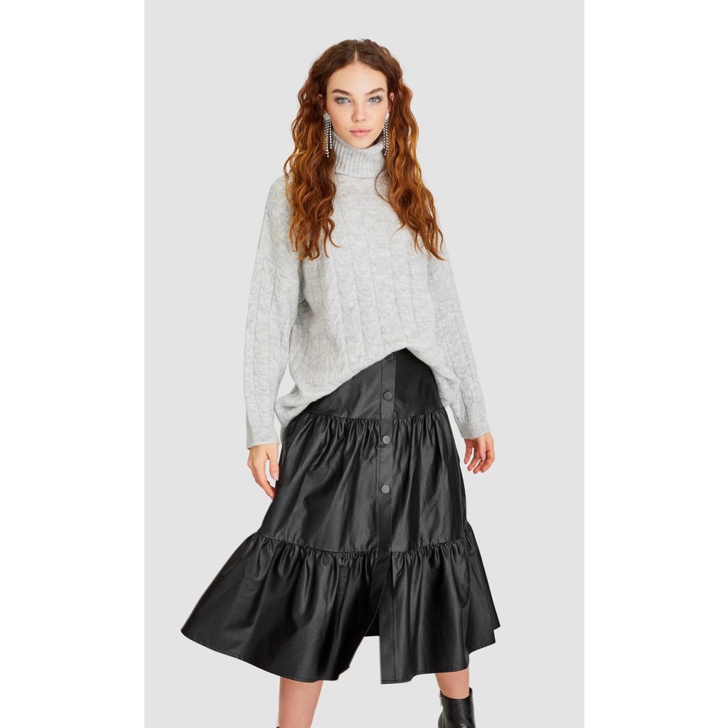 Zara Chân Váy Dài Phối Bèo Thời Trang Mùa Thu Cho Nữ 0466380300