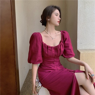 Đầm maxy cổ vuông màu hot