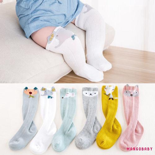 Đôi vớ cotton cổ cao họa tiết thú hoạt hình dễ thương cho bé gái