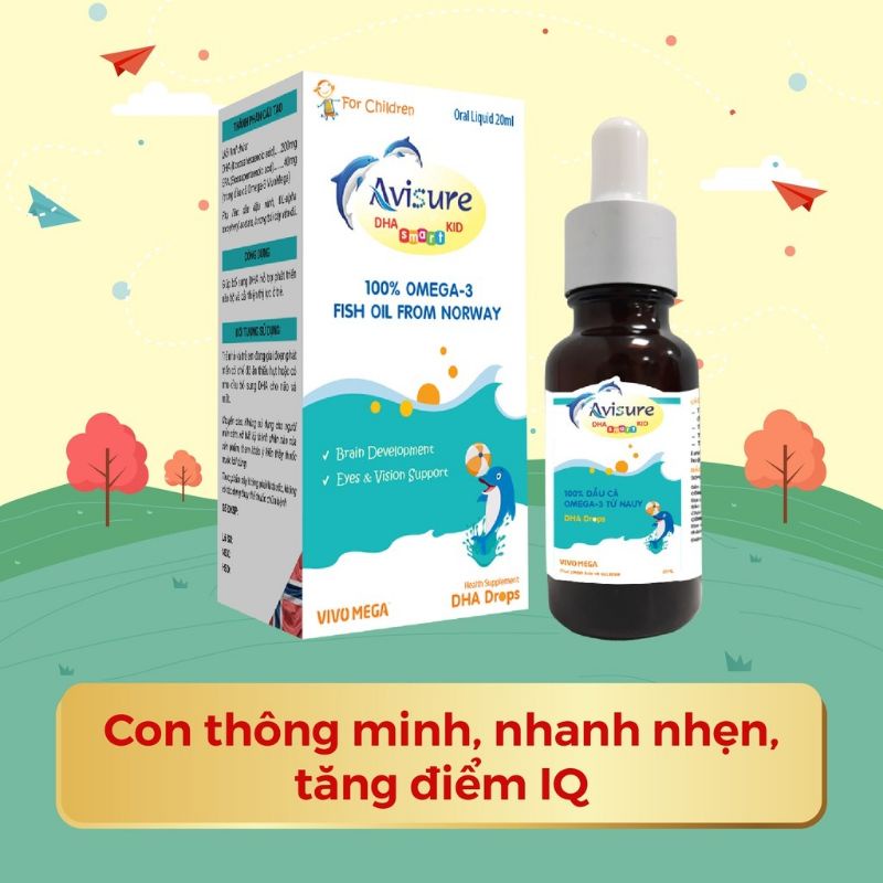 Avisure DHA Smart Kid Drops bổ sung DHA từ Nauy giúp bé thông minh vượt trội - dùng được từ sơ sinh