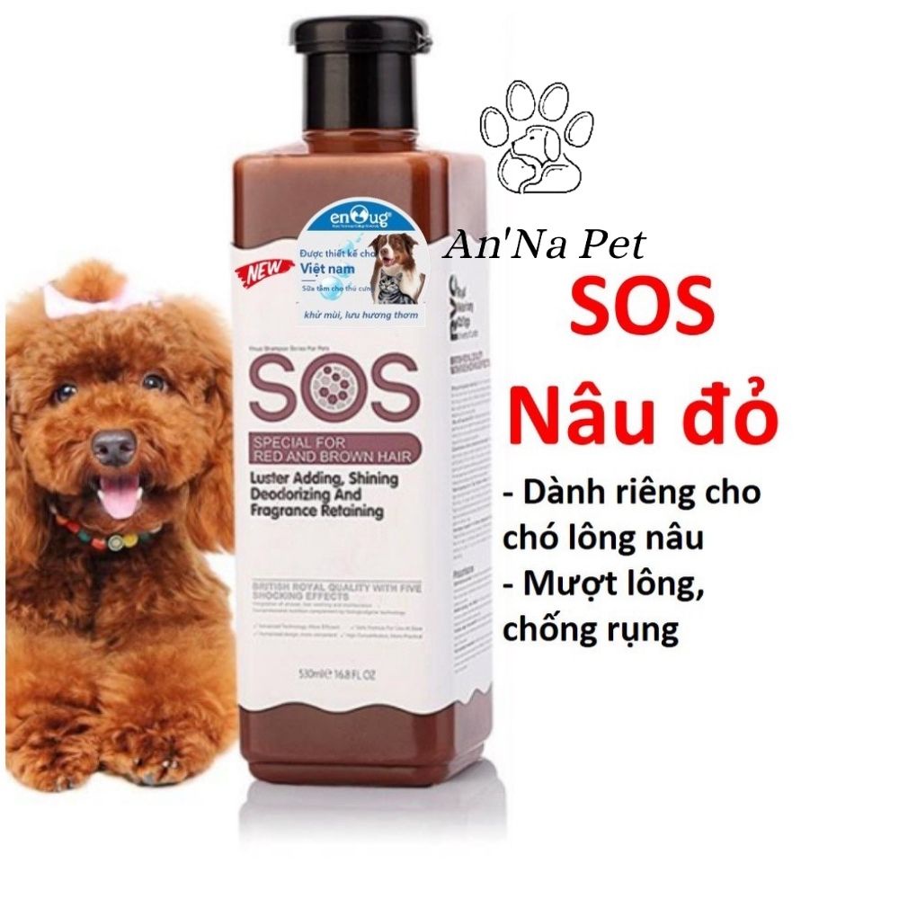 Sữa tắm cho chó  mèo SOS 530ml poodle, lông trắng, lông tối màu - Sữa tắm chó mèo phụ kiện thu cưng Hà Nội Anna Pet