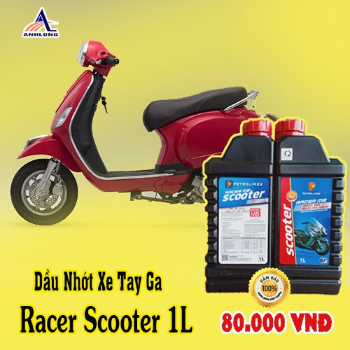 Dầu nhớt Xe Ga Racer MB scooter 10W40, can 1 Lít mẫu mới 2020 chuyên dụng cho xe ga 4 thì