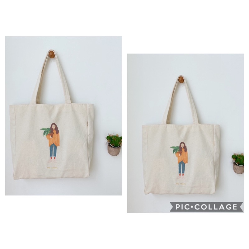 Túi Tote Túi Vải Leo Canvas Cô Gái Áo Len