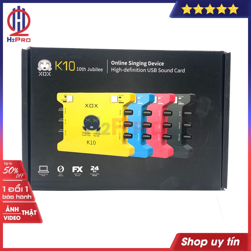 Soundcard livestream XOX K10 10th H2Pro cao cấp thu âm chuyên nghiệp-phiên bản Tiếng Anh, Soundcard thu âm XOX K10