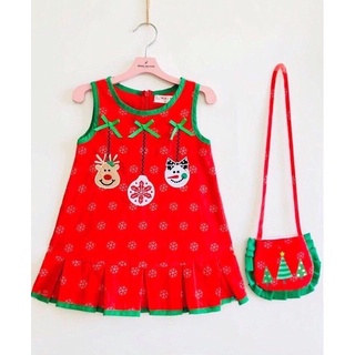 Set đầm Noel ticke nhung kèm túi.