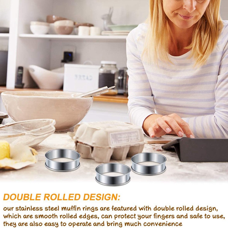 Set 6 Khuôn Làm Bánh Tart Hình Tròn Bằng Thép Không Gỉ