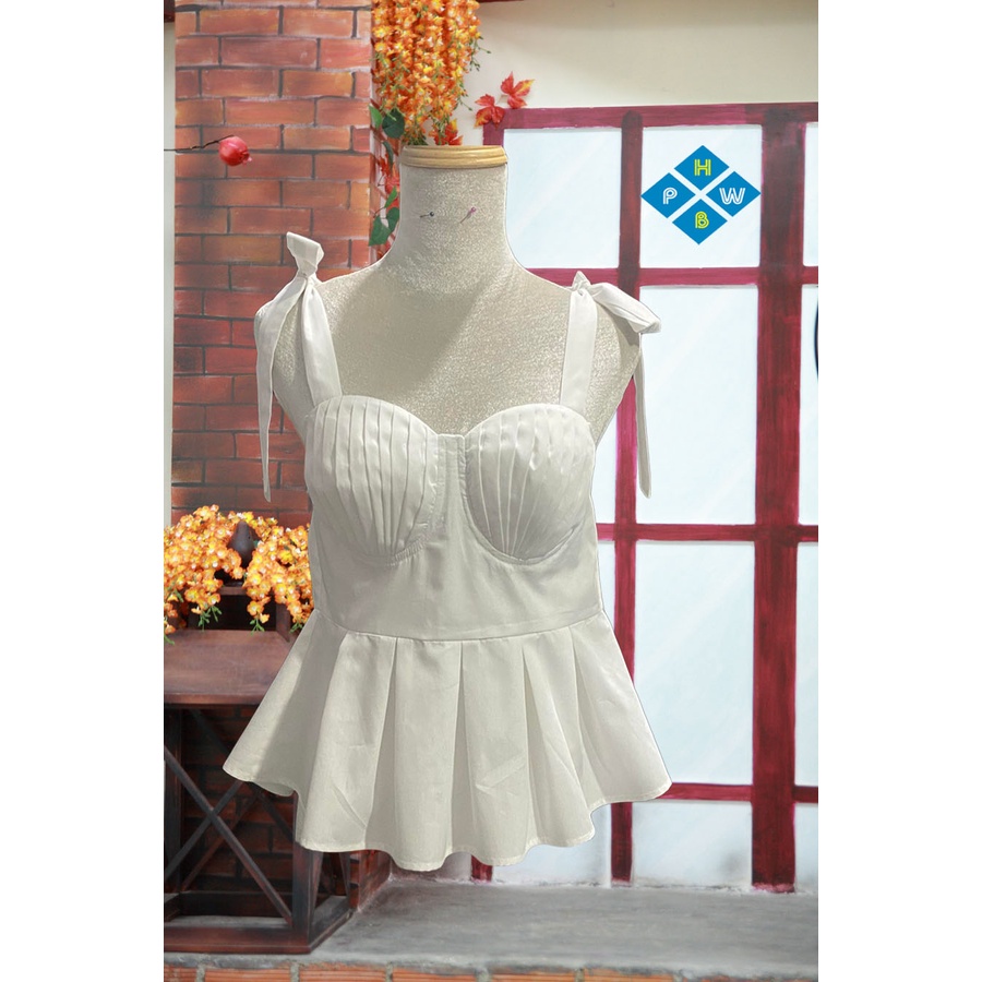 Áo Hai Dây Cúp Ngực Trắng