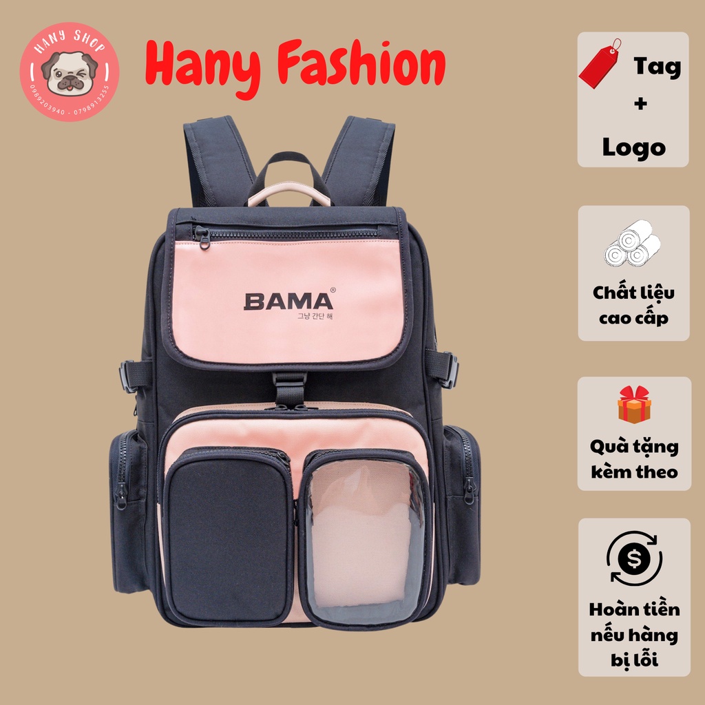 Balo BAMA BASIC BACKPACK PINK màu hồng phối đen cực xinh Hany shop