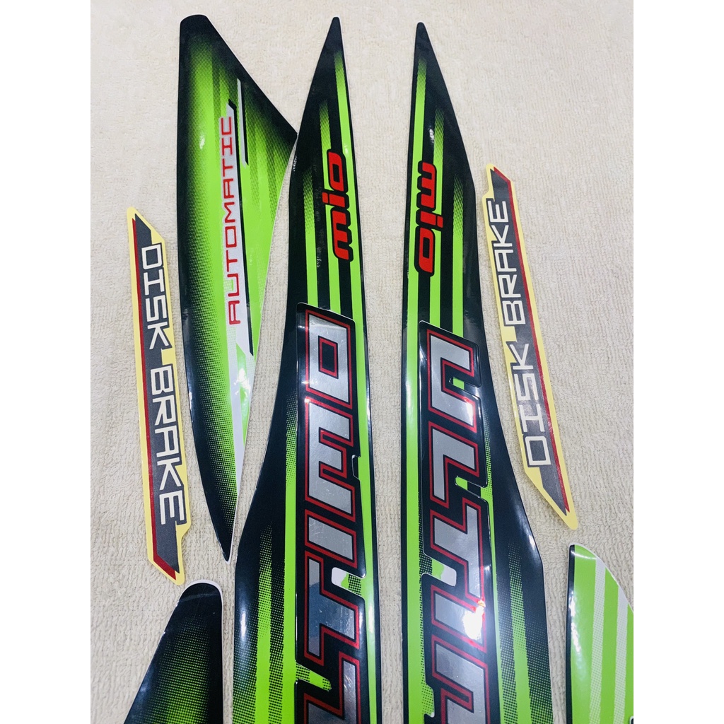 Bộ tem decal dán xe máy yamaha mio ultimo zin thái màu xanh lá đen siêu đẹp