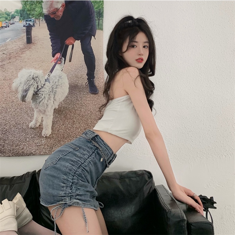Chân váy nữ, chân váy jeans nữ rút dây 2 bên size S M L SKUCV-08A
