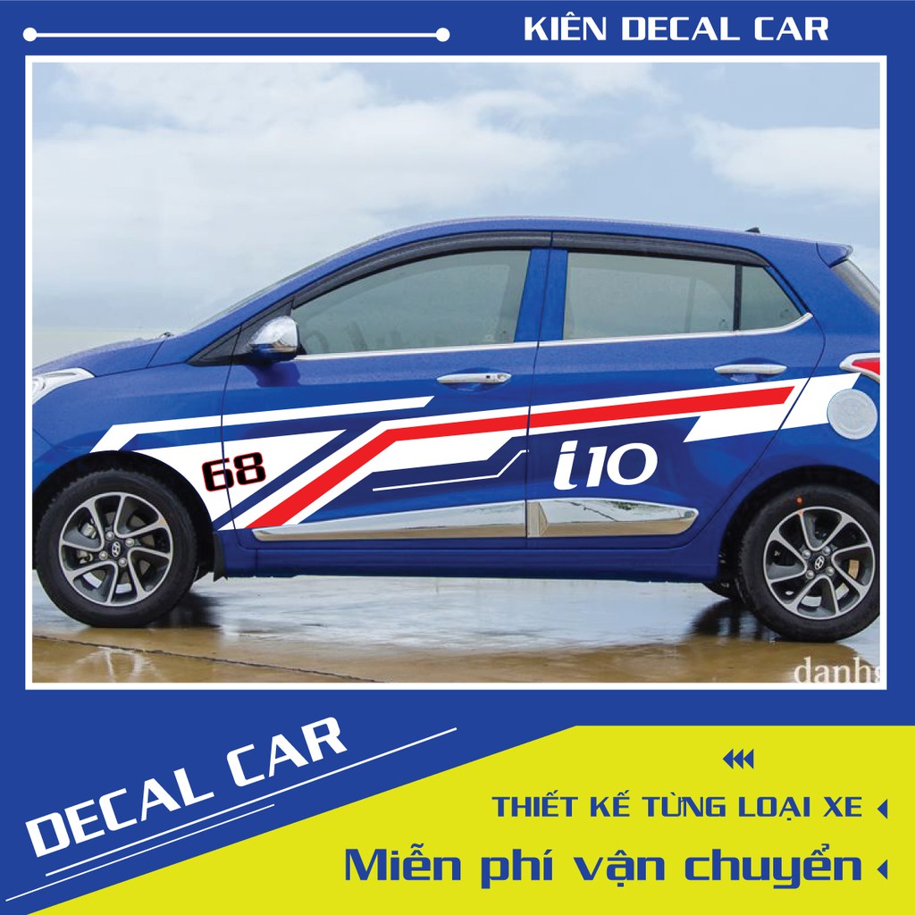 Tem xe Hyundai i10 phong cách thể thao - decal i10