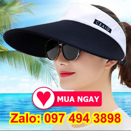 Nón rộng vành mũ che nắng nửa đầu đen vải dày cực mát hàng đẹp màu sắc thời trang thể thao, du lịch đội chống nắng đẹp