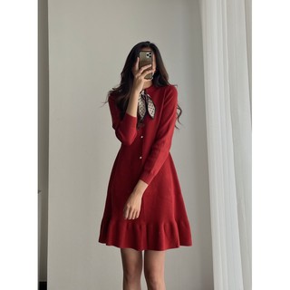 váy len kèm khăn lụa 3965