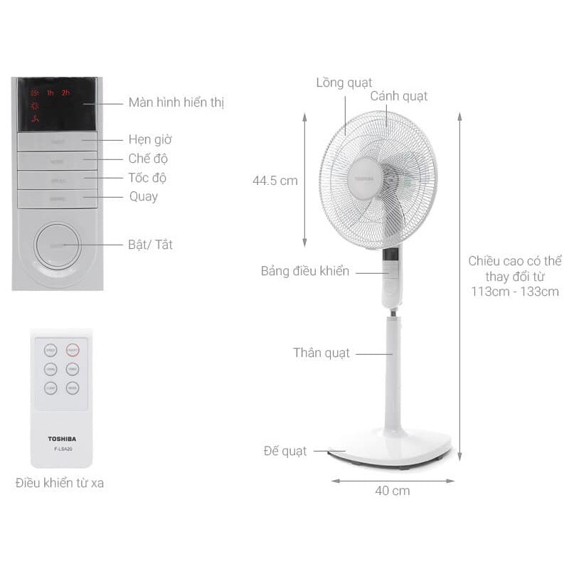 Quạt Toshiba LSA20 điều khiển từ xa (Ghi xám), giá sốc áp dụng cho KH đầu tiên trong ngày