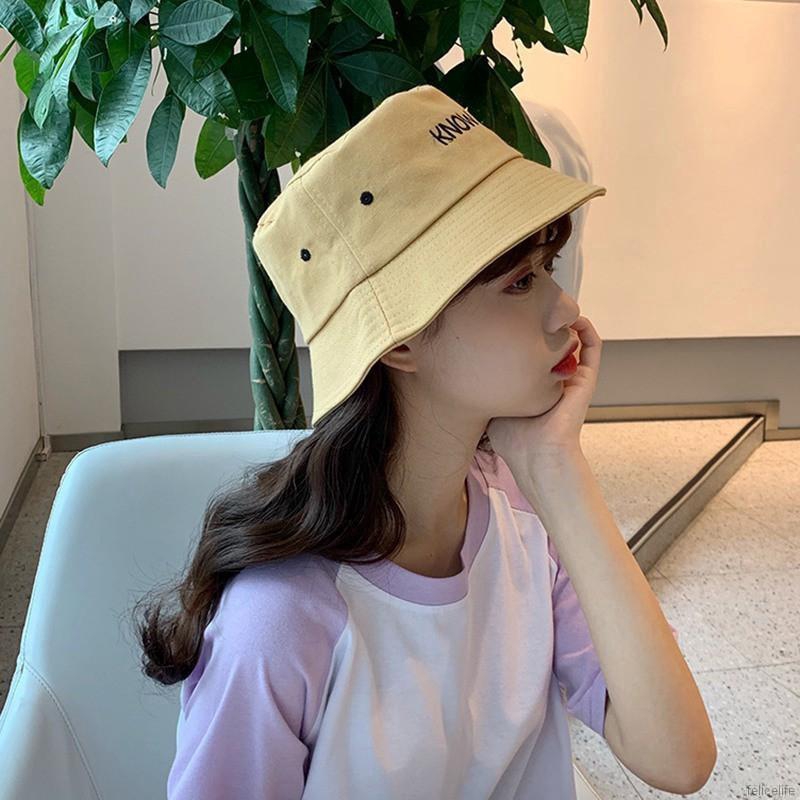 Nón Bucket hoạ tiết chữ thêu phong cách năng động cho nam và nữ