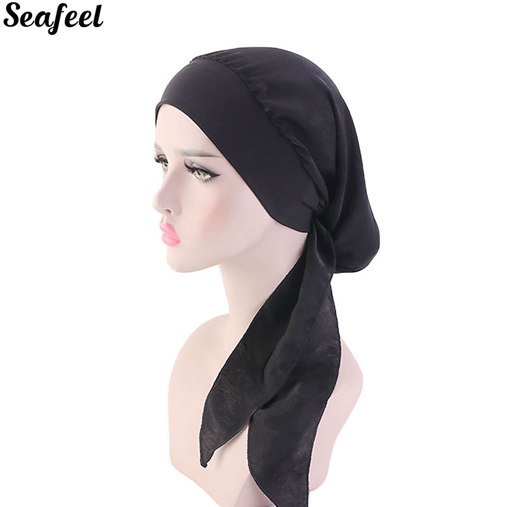 sf_ Skin-friendly Head Wrap Imitation Silk Women Turban Cap Smooth Hair Accessories