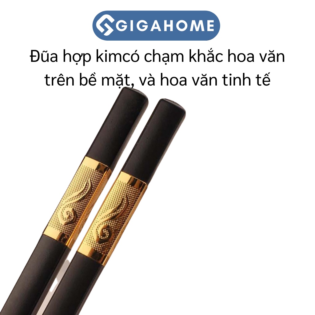 Set 10 Đôi Đũa Hợp Kim Mạ Vàng Cao Cấp Phong Cách Nhật Chống Trượt GIGAHOME 5343