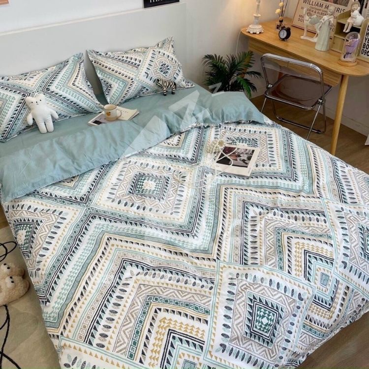 Bộ 4 Món Chăn Ga Gối Cotton 80% Thổ Cẩm Vintage Phong Cách Hàn Size m6 m8 2m Napbedding
