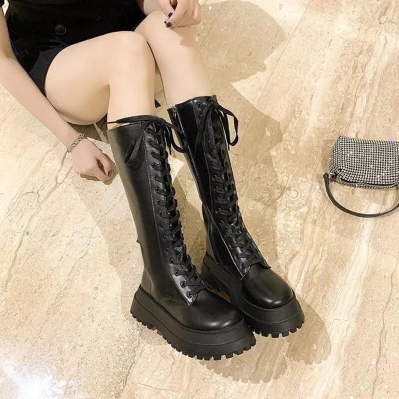 Boot nữ cổ cao đan dây đế 6cm,boot đùi chiến binh, bốt da,ôm chân,chuẩn form[LOẠI 1](Ảnh thật) | BigBuy360 - bigbuy360.vn