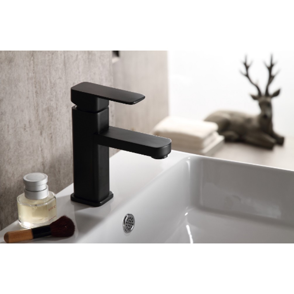 Vòi Lavabo nóng lạnh màu đen cao cấp - Inox 304 - hình vuông