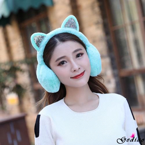 Chụp tai giữ ấm mùa đông ấm áp có tai mèo dễ thương cho nữ/trẻ em