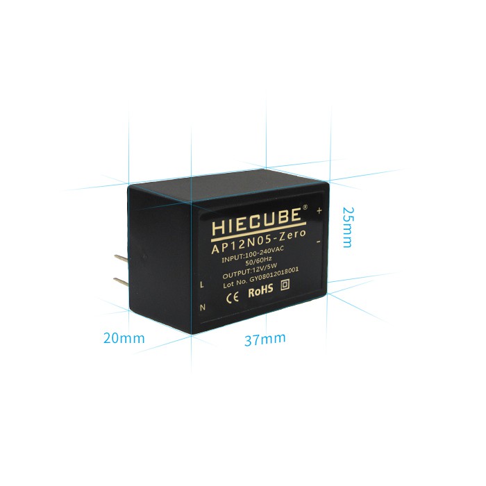 Nguồn xung cách ly  HIECUBE 220V to 3.3V/ 5V/ 9V/ 12V/ 15V/ 24V/ 5W