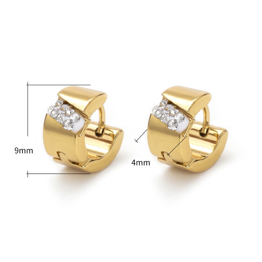 Khuyên Tai Tròn Nhỏ Đính Đá Bằng Thép Không Gỉ Phong Cách Hip hop Cho Nam Nữ