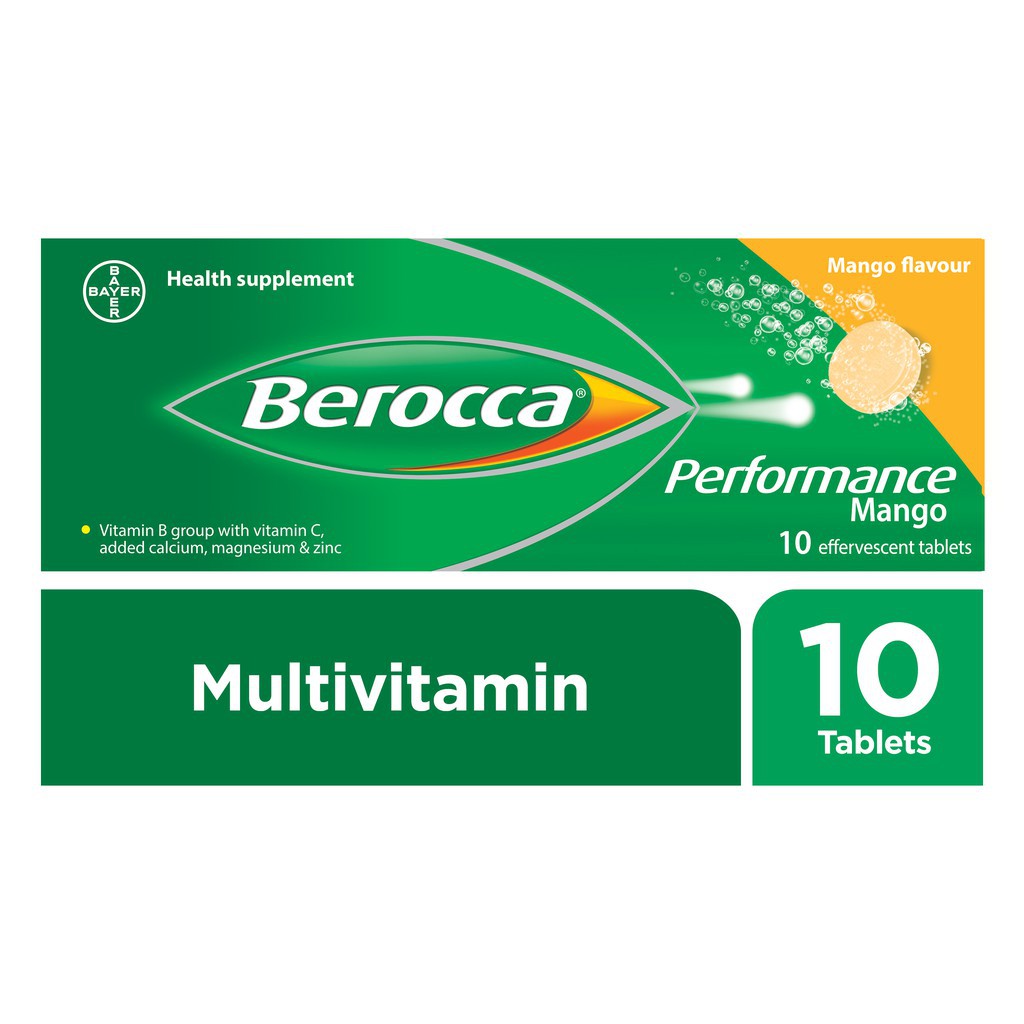 Viên sủi bổ sung Vitamin Berocca Performance Mango Hương Xoài 10 Viên <0305773> | BigBuy360 - bigbuy360.vn