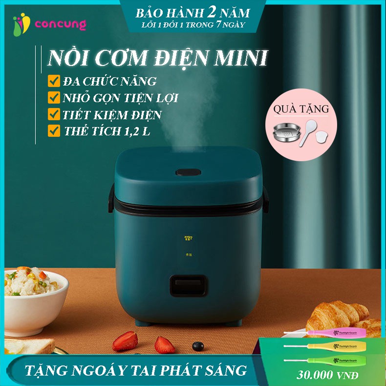 Nồi cơm điện mini, nồi cơm điện mini đa năng 1,2L có thể nấu cơm, nấu cháo, hấp, chưng, luộc an toàn và hiệu quả