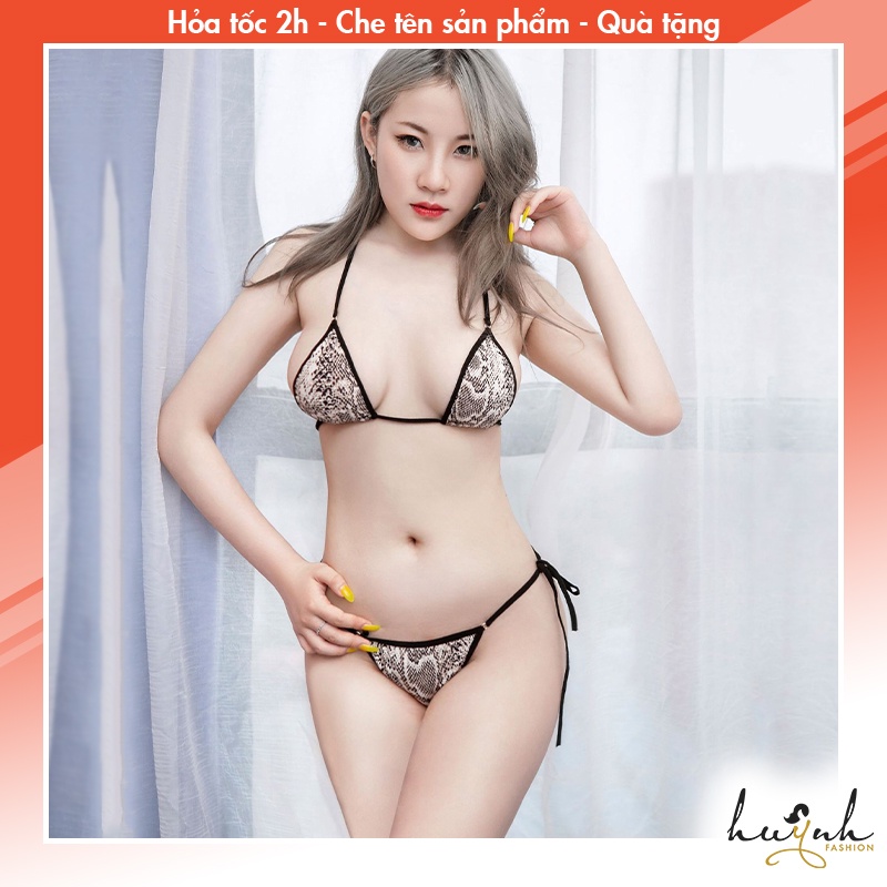 Bộ Đồ Lót Da Rắn Hai Mảnh Lọt Khe Sexy Gợi Cảm - C36