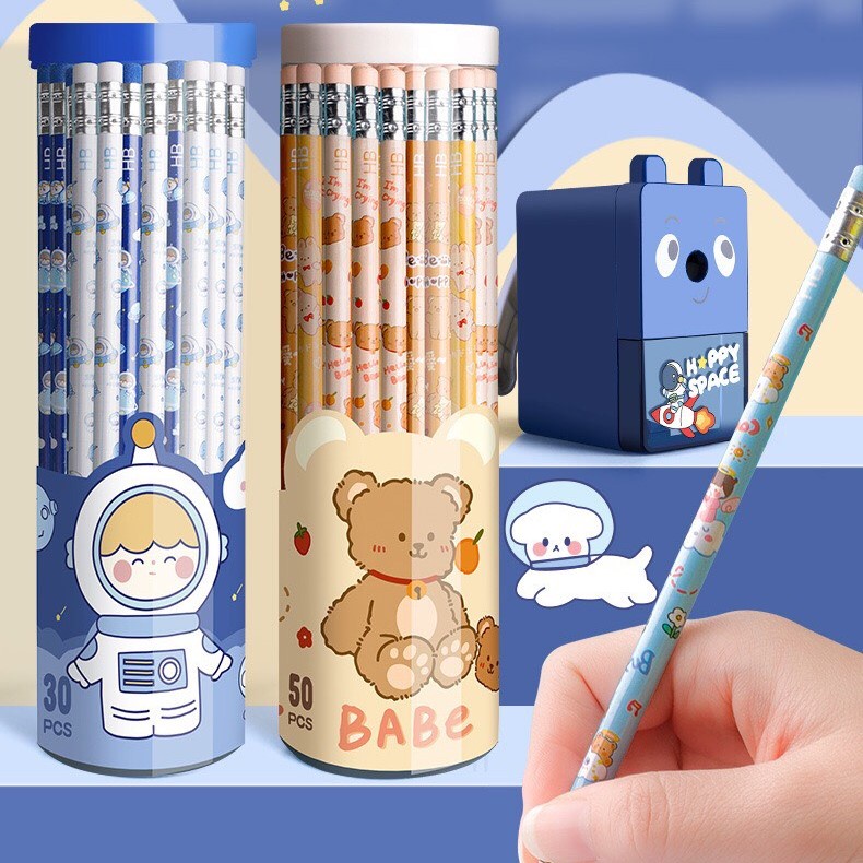 Hộp 12+50 Bút Chì Cute 2B Siêu Nét Vẽ Mỹ Thuật Làm Bài Kiểm Tra Nhạy Với Máy Chấm Thi An Toàn Với Người Sử Dụng