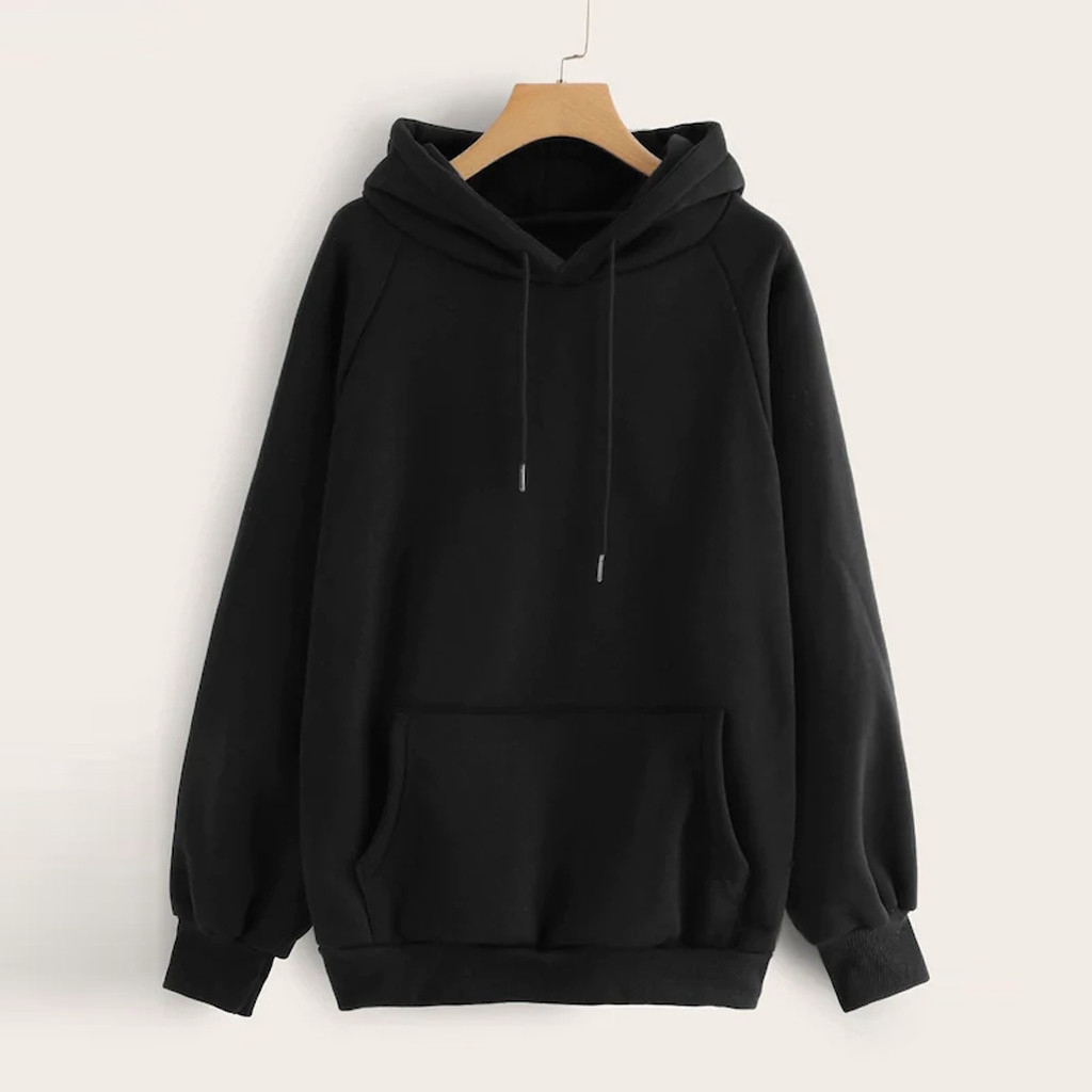 Áo hoodie màu trơn dáng rộng cho nữ size S-XXL | BigBuy360 - bigbuy360.vn