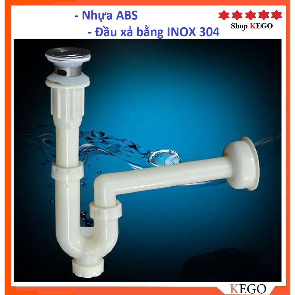 [ Bản dày] Bộ xả xi phông Lavabo đầu inox cao cấp cho chậu rửa mặt, bồn rửa bát ( Chống mùi hôi ngược lên chậu )