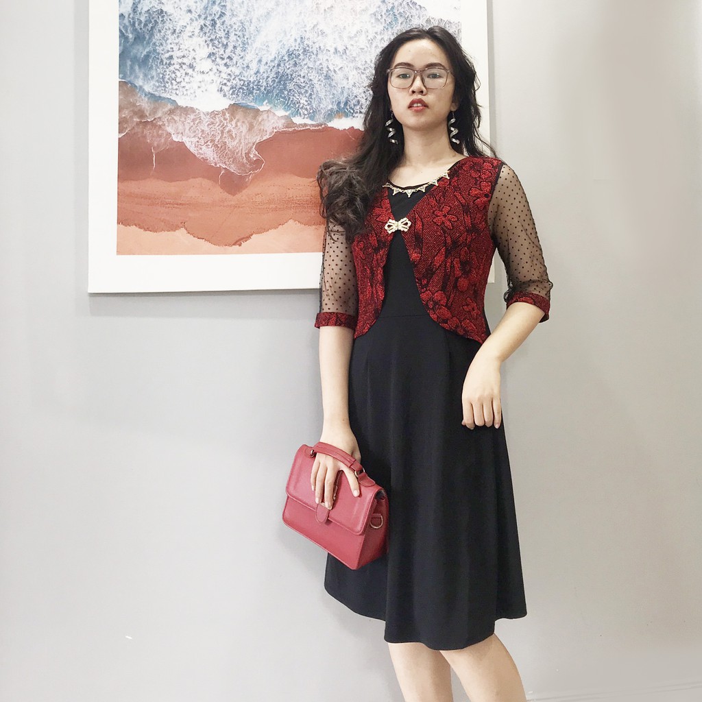 [Mã FAMAYFA2 giảm 10K đơn 50K] Đầm nữ trung niên hoa Ordin, Váy trung niên dáng xòe tay lửng MS70 | BigBuy360 - bigbuy360.vn