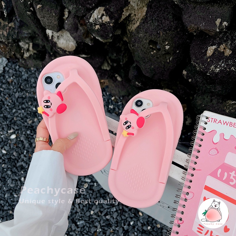 Ốp Điện Thoại Silicon TPU Mềm Nắp Lật Chống Rơi Hình Kirby Màu Hồng Cho iPhone 15 14 13 Mini 12 Pro Max 11 Xr Xs Max X 7 8 Plus 12 Mini