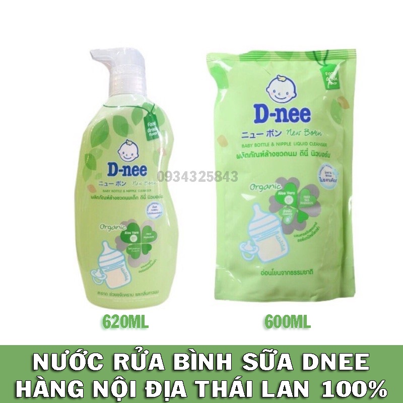 Nước rửa bình sữa cho bé Dnee 620ml - hàng nội địa Thái