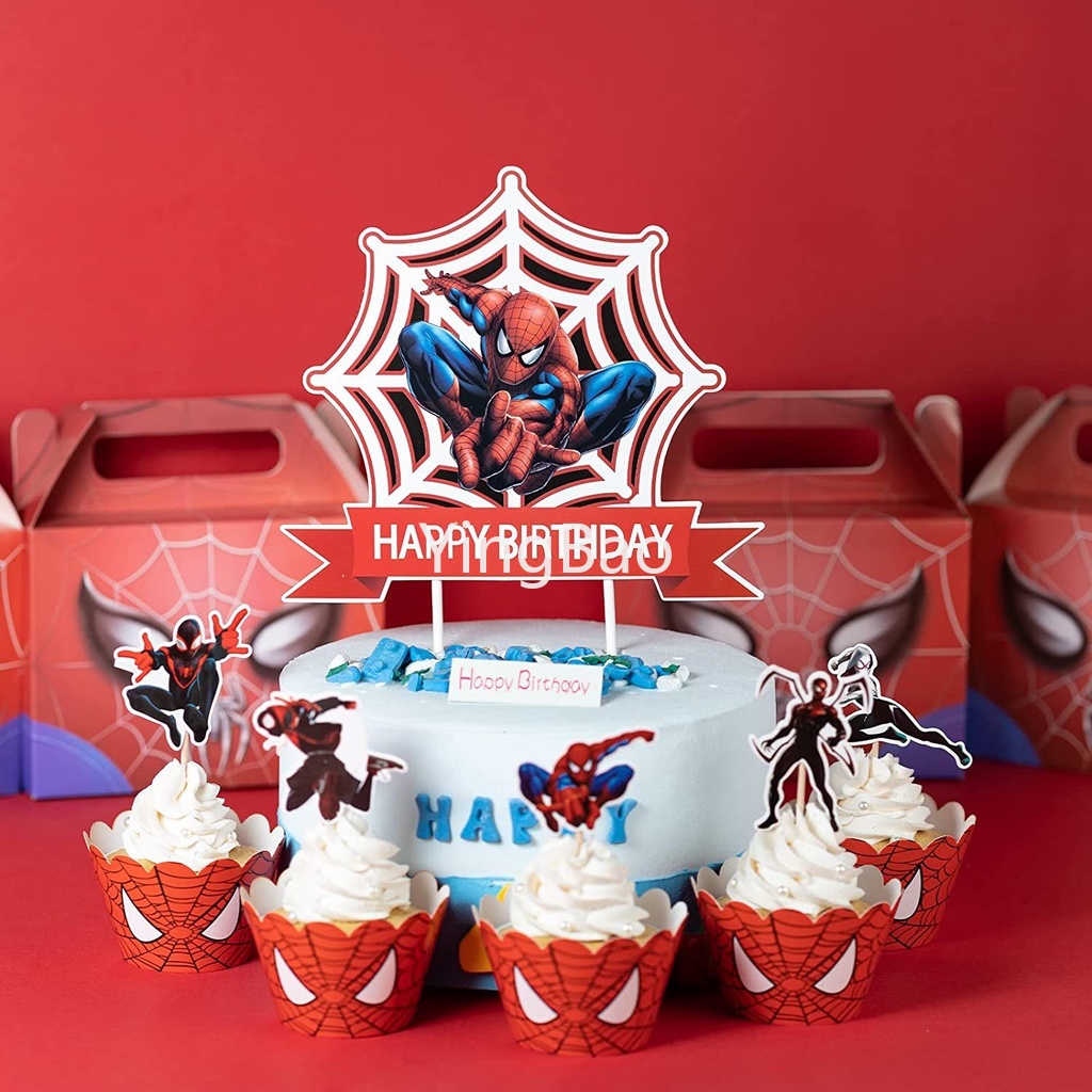 1 Bộ Phụ Kiện Trang Trí Bánh Kem Hình Người Nhện