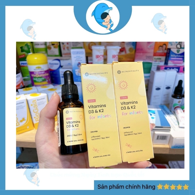 Vitamin d3k2 (mk7)  nutrivitality anh công nghệ mới giúp xương chắc khỏe dung tích 30ml dành cho bé và gia đình