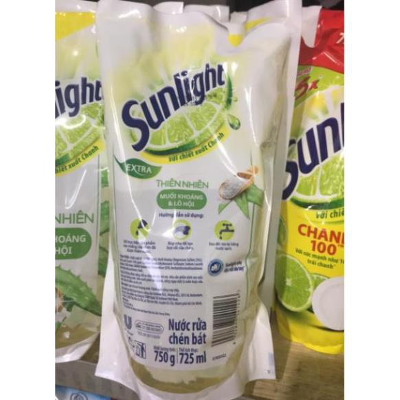 TÚI NƯỚC RỬA CHÉN BÁT SUNLIGHT 550g THIÊN NHIÊN MUỐI KHOÁNG phù hợp cho chén đĩa trẻ em