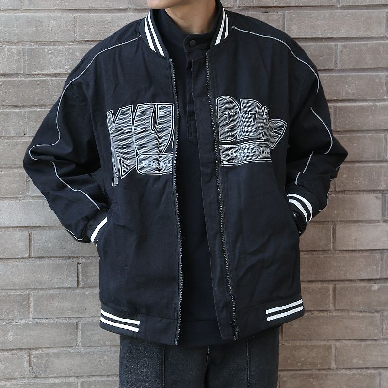 Áo Bomber Dù 2 Lớp Sọc Phối Chữ Trước Ngực Siêu Chất Fom Nam Nữ - Phong Cách 4 Mùa Đa Tác Dụng Hot Trend Thu Đông 2022